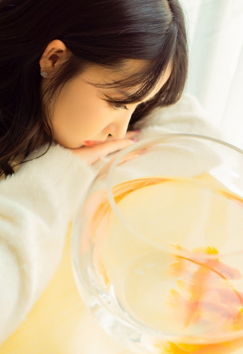 毛衣美女长发披肩温婉动人美图