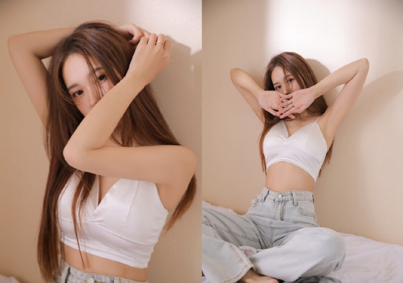 性感小蛮腰美少女低胸吊带图片