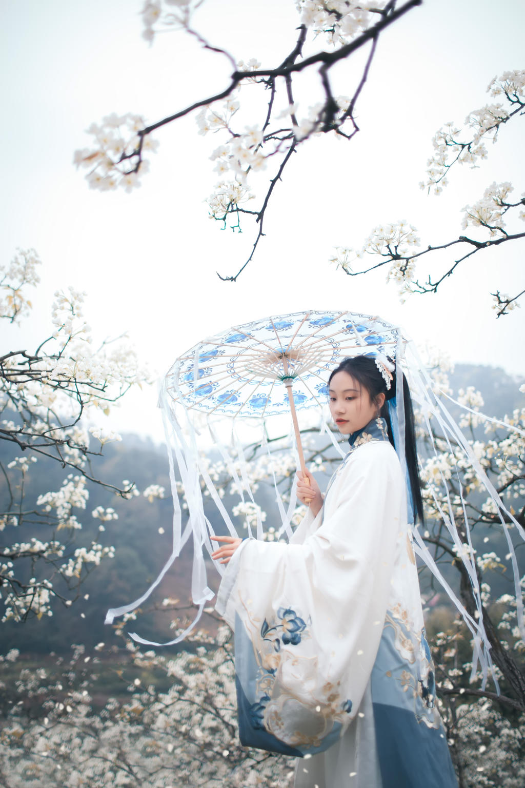 樱花树下汉服美女唯美清新摄影