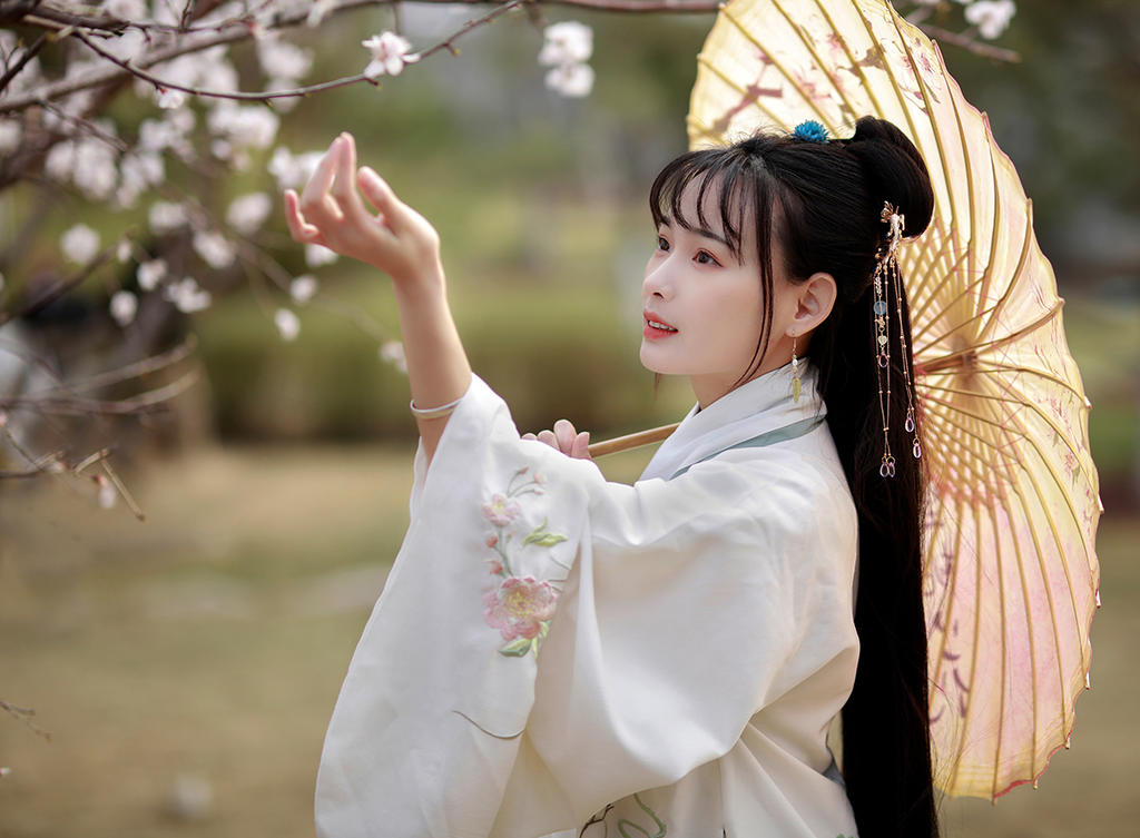 汉服美女长发及腰清新脱俗私拍