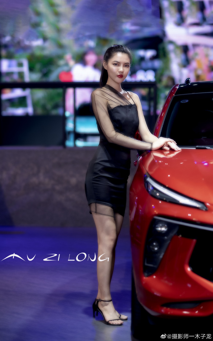 高挑靓丽美女车模高跟美腿图片