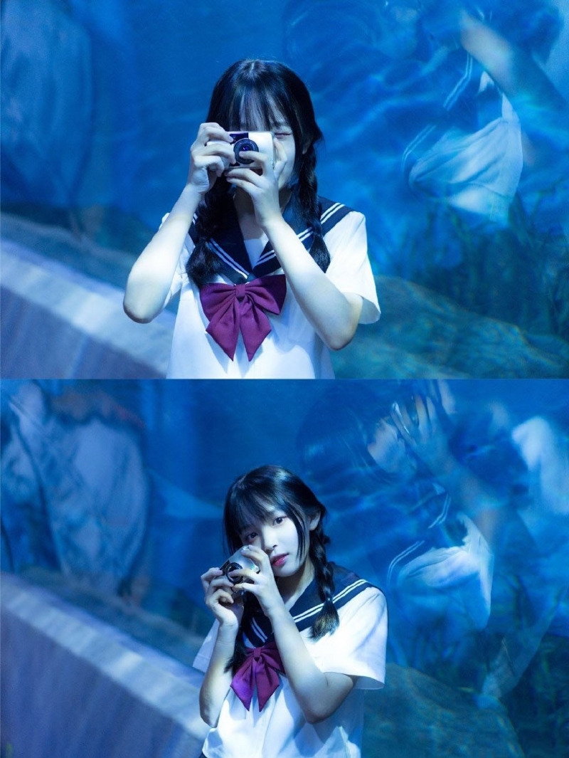清纯水手服美少女水族馆私房照