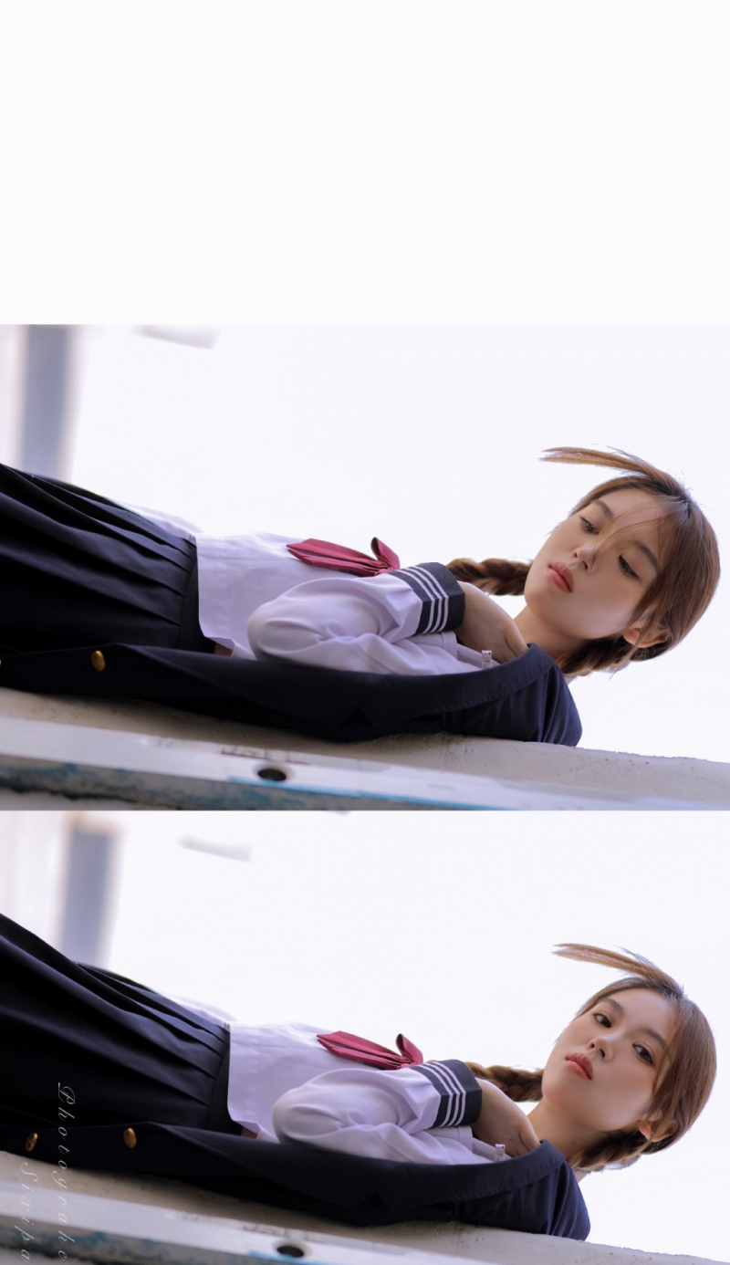 JK制服美女韩式麻花辫精选图片