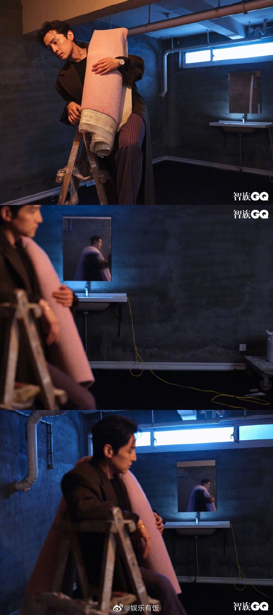 胡歌化身粉刷匠演绎装修风写真