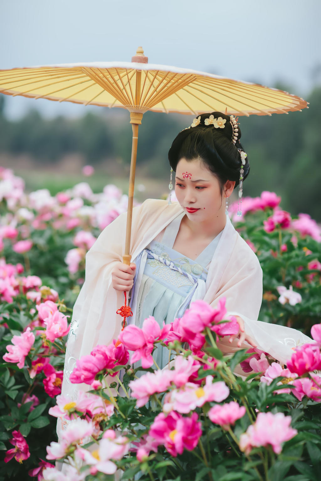 汉服美女置身花海唯美浪漫图片