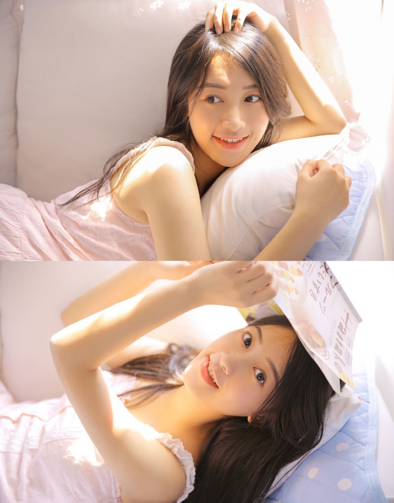 黑长直发气质女神吊带香肩图片